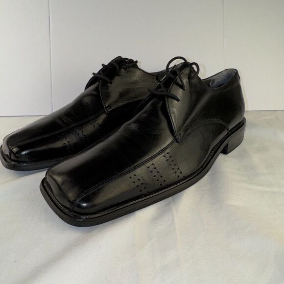 Stacy Adams Square Toe 23007-01 Men's Size 8M Black Leather - Picture 1 of 5